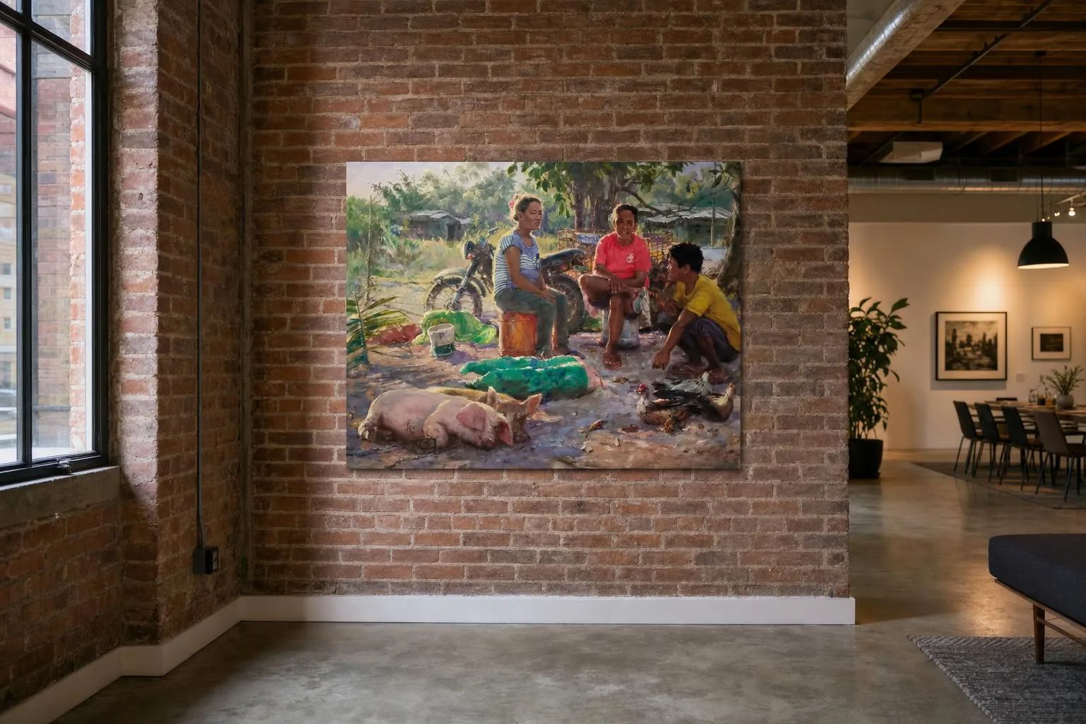 "ASA ATO" "MAO BA" "LAGEH" shown in an industrial loft