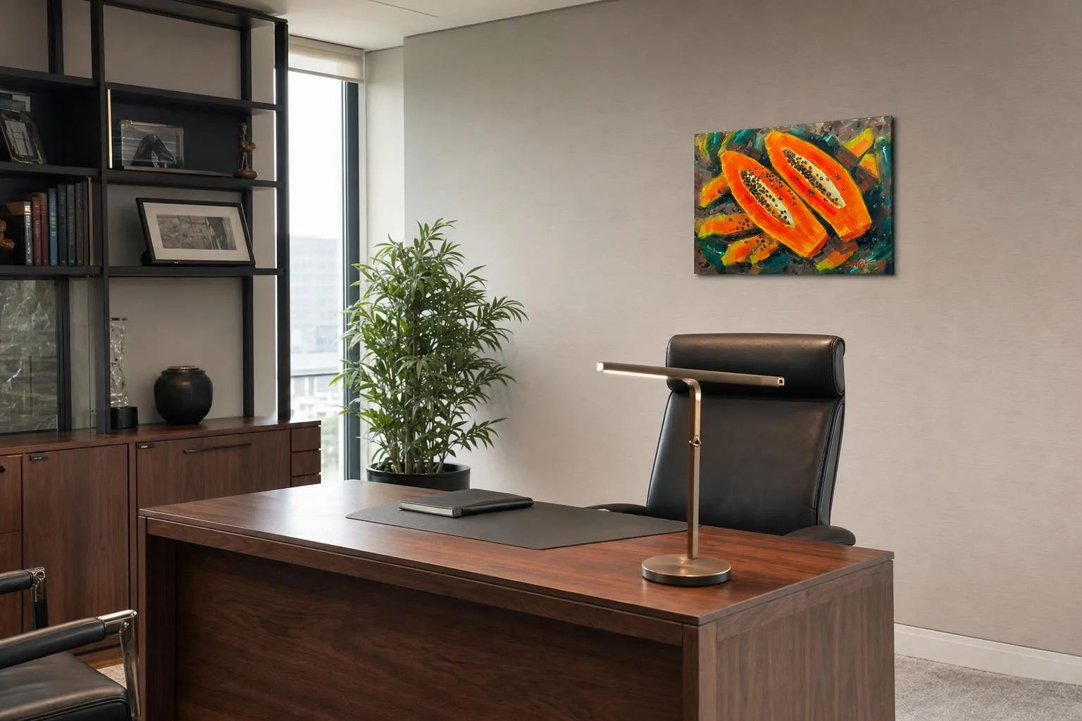 Peeled and Sliced shown in an executive room setting