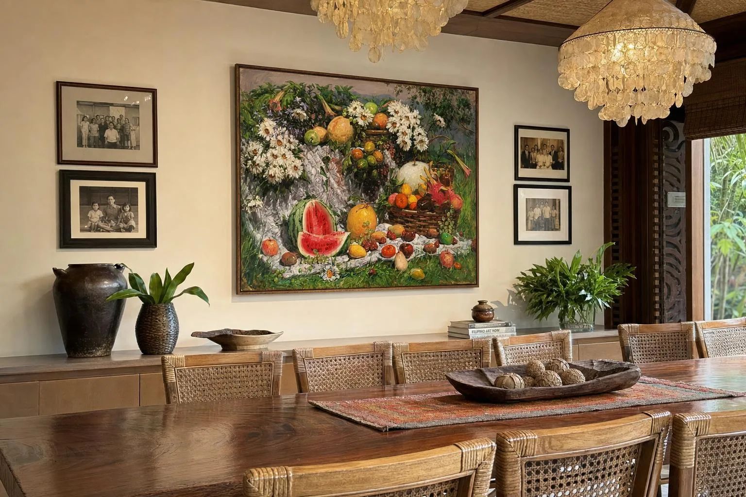 Fruits and Daisies 2 shown in a dining room