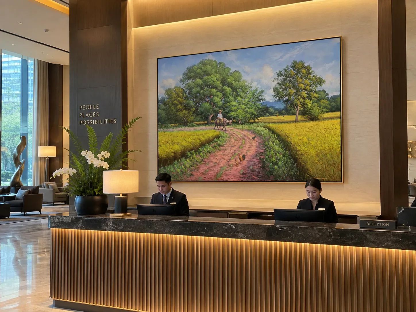 Painting in wall /In lobby hotel