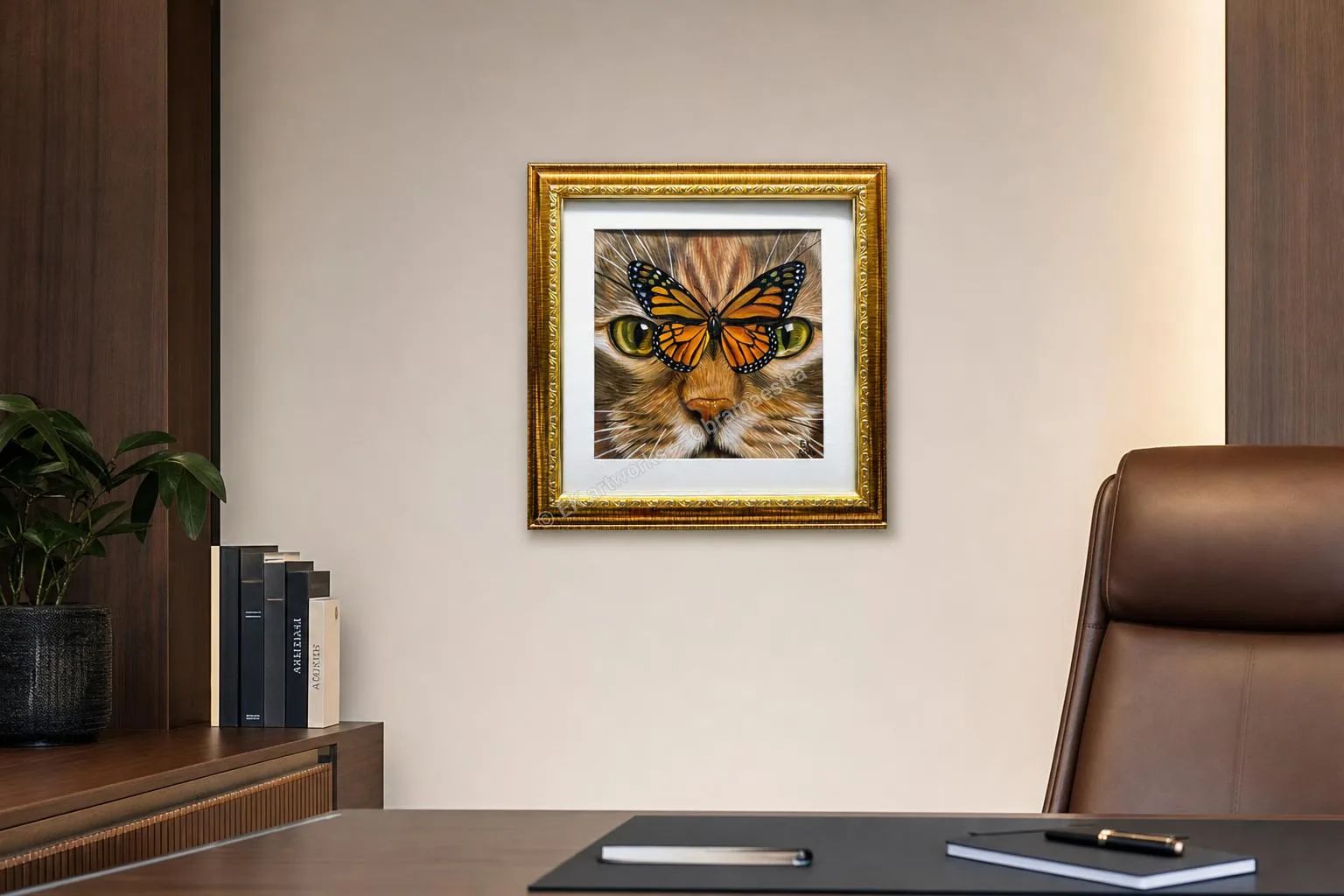 Whisker and Wings III by EK artworks in an executive office