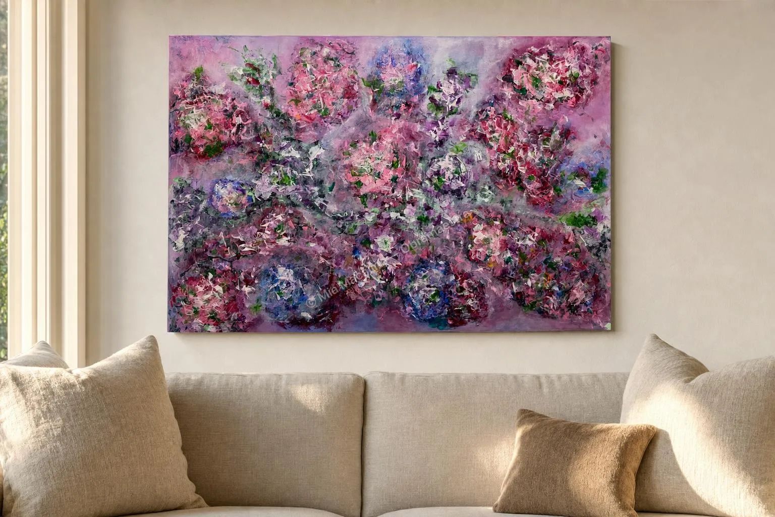 Echoes of Magenta by Mia Macalino in a modern living room