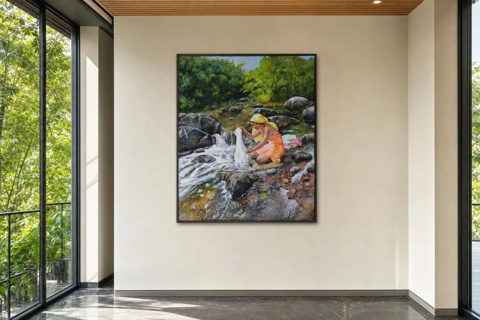 Laba sa Batis 02 by Gabriel ( Gabz) Alcantara Mendiola, Jr. in a contemporary corner gallery