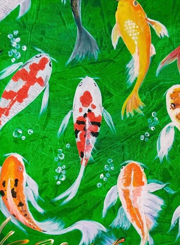 Flow of Prosperity-Lucky 9 Koi detail shot