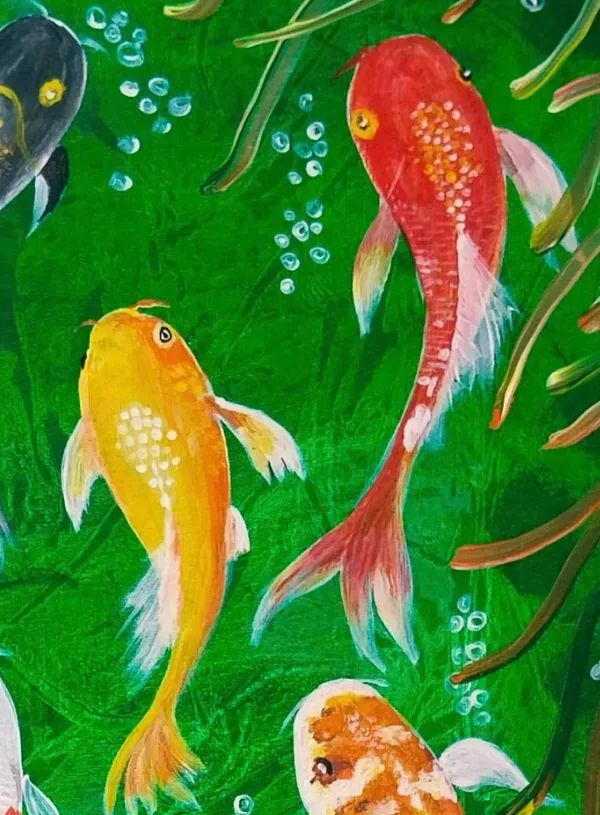 Flow of Prosperity-Lucky 9 Koi detail shot2