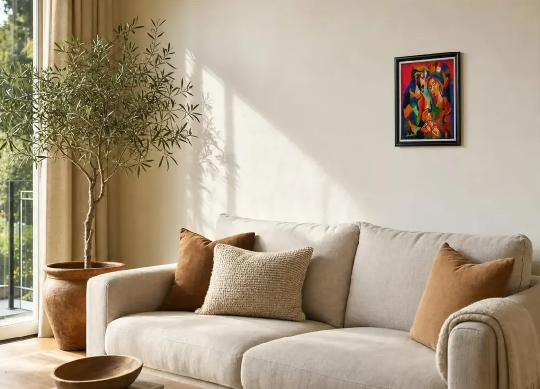 The Holy Family Artwork shown in a living room