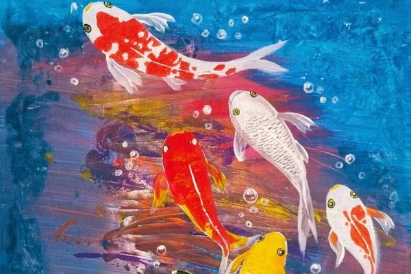 Abundance in Motion-Lucky 9 Koi detail shot