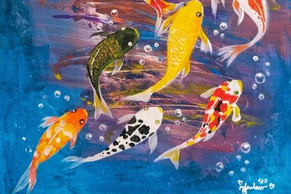 Abundance in Motion-Lucky 9 Koi detail shot2