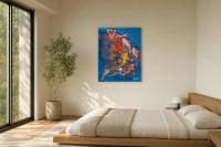 Abundance in Motion-Lucky 9 Koi shown in a bedroom