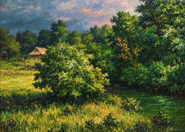 Golden Meadow Cottage at Dusk